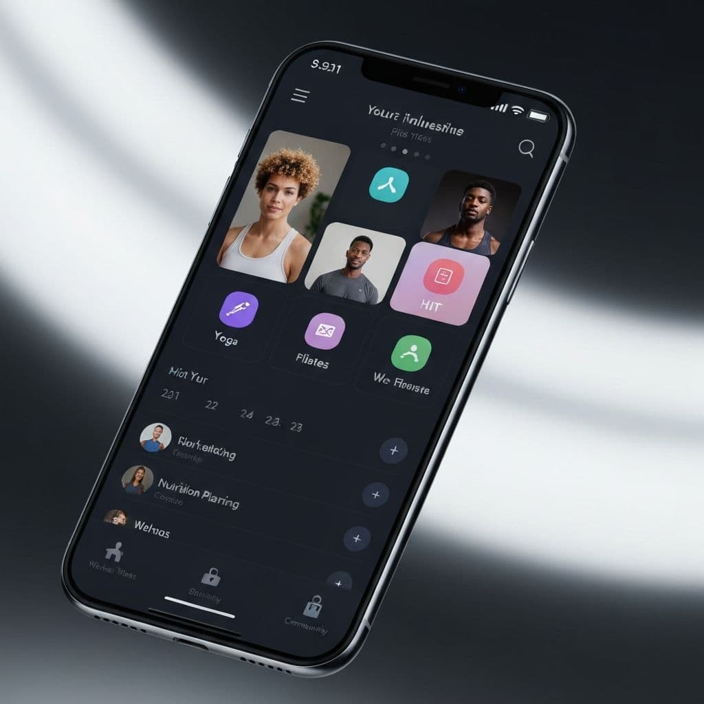 Studio Health app interface showing a class schedule for a health studio