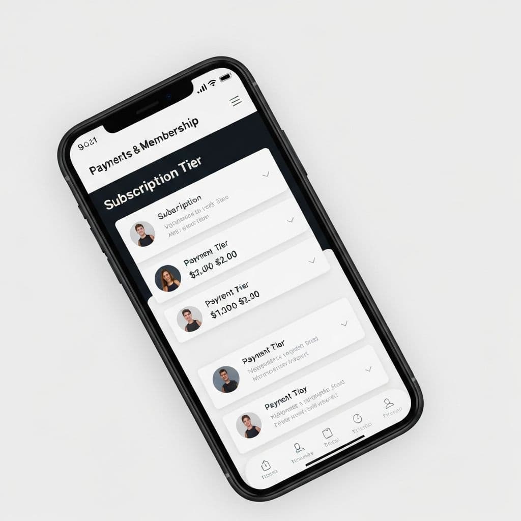 Payments dashboard showing membership tiers and transaction history